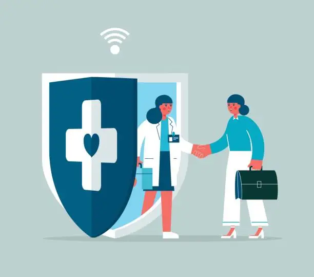 Vector illustration of Medical Exam - Shield