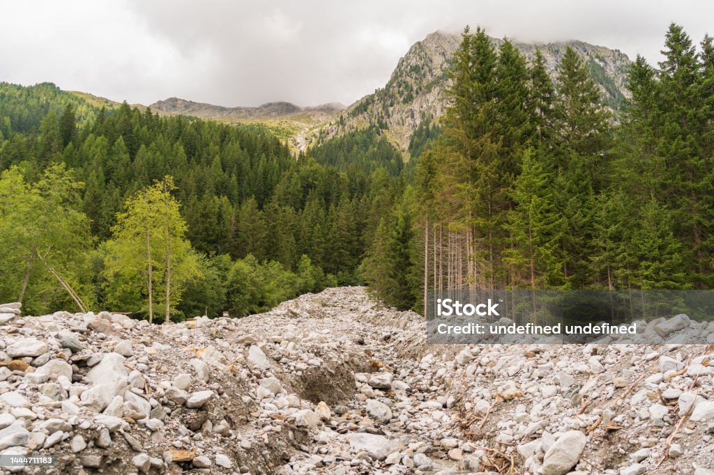 Rieserferner-Ahrn Nature Park in South Tyrol, Italy Tree-lined mountain range. Alto Adige - Italy Stock Photo
