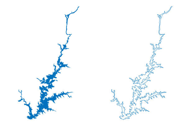 ilustrações de stock, clip art, desenhos animados e ícones de lake alqueva (portuguese republic, portugal, kingdom of spain) map vector illustration, scribble sketch alqueva dam map - alqueva