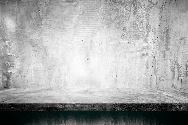 istock Abstract Stone Table with Old Ground Concrete Wall Texture Background, Suitable for Product Presentation, Mockup, and Backdrop. 1444717214