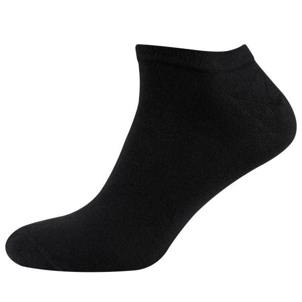 istock Black short voluminous unisex sock, on a white background 1444720146
