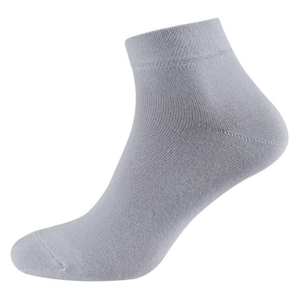 istock Gray short voluminous unisex sock, on a white background 1444720395