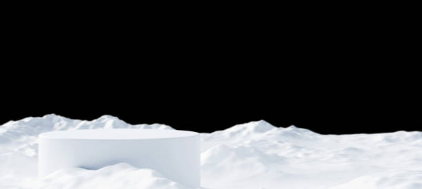 podio vuoto per il prodotto sul cumulo di neve nel rendering 3d invernale - winter snow non urban scene house foto e immagini stock