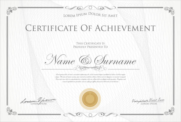 illustrations, cliparts, dessins animés et icônes de certificat ou diplôme d’illustration vectorielle de design rétro modèle - certificate stock certificate diploma frame