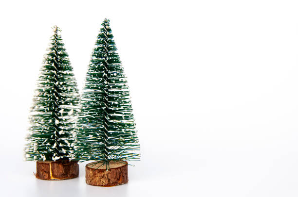istock Christmas tree on white background with customizable space for text. Christmas celebration concept. 1444725318