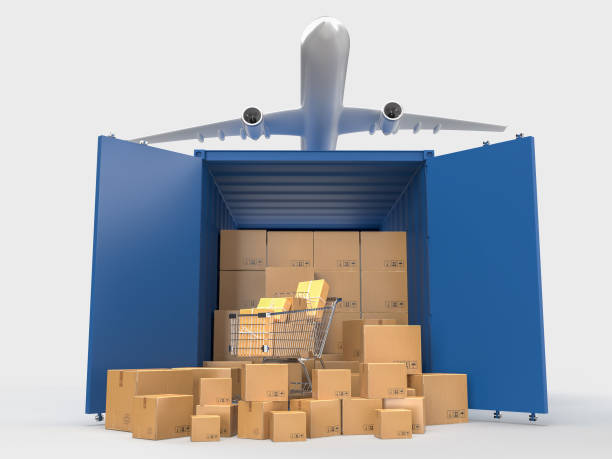 istock Container cargo shipping logistic service containers with brown cardboard boxes package delivery in the online e-commerce business 1444726194