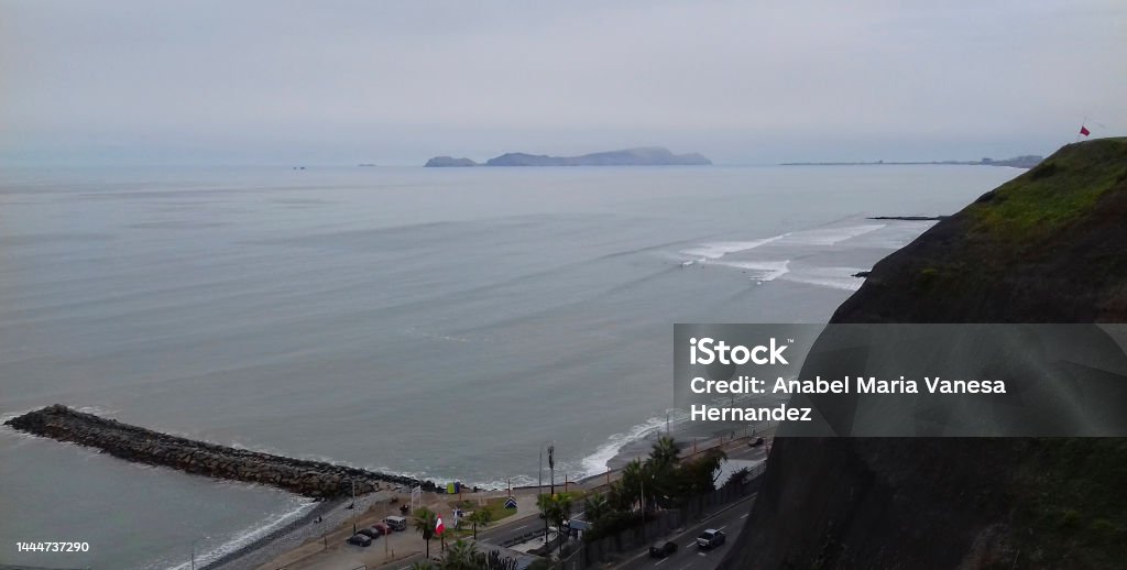 View of the Pacific Ocean in Lima Amazing landscape in Lima Architecture Stock Photo