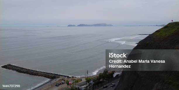 View Of The Pacific Ocean In Lima Stock Photo - Download Image Now - Architecture, Backgrounds, Bay of Water
