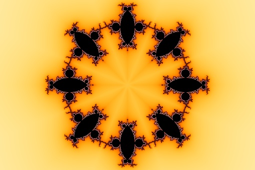 3D-Illustration of a Kaleidoscope zoom into the infinite mathematical mandelbrot set fractal