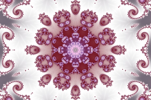 3D-Illustration of a Kaleidoscope zoom into the infinite mathematical mandelbrot set fractal