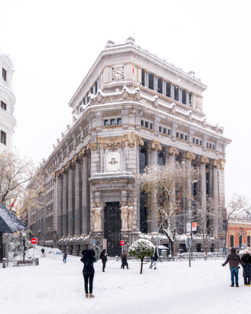 istock Cervantes institute with snow. Madrid. Spain 1444740858