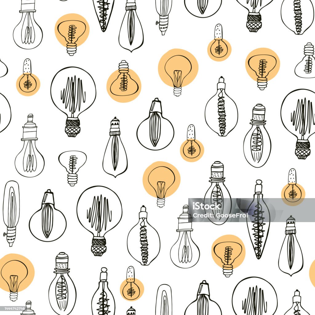 Light Bulb Vector Seamless Pattern Stock Illustration - Download Image ...