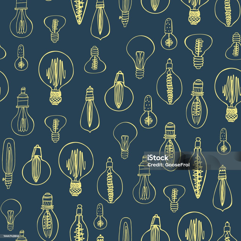 Light Bulb Vector Seamless Pattern Stock Illustration - Download Image ...
