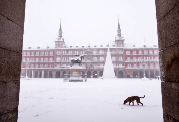 istock Main square with snow. Madrid. Spain 1444743478