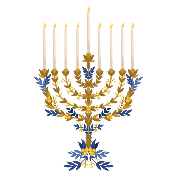 florals menorah vektor cliparts. illustration des jüdischen symbols. chanukka-feiertage - hanukkah menorah judaism religion stock-grafiken, -clipart, -cartoons und -symbole