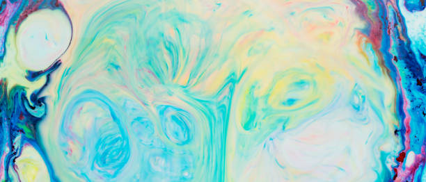 istock Fluid Art. Multicolored abstract background on the liquid. Trendy backdrop 1444752750