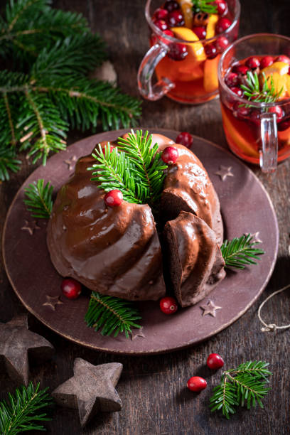 istock Tasty cake for Christmas made with cocoa and punch. 1444755963
