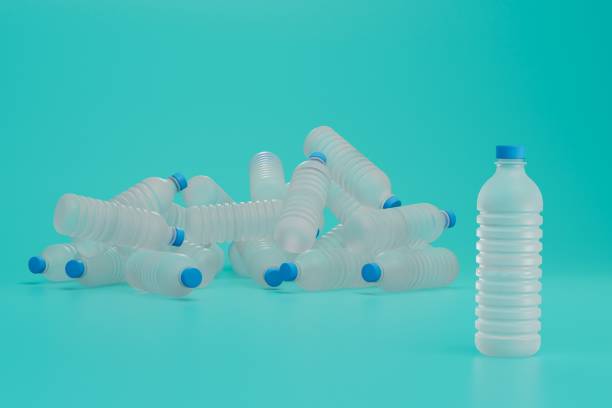 istock the concept of plastic recycling. empty plastic bottles on a turquoise background. 3D render 1444757575