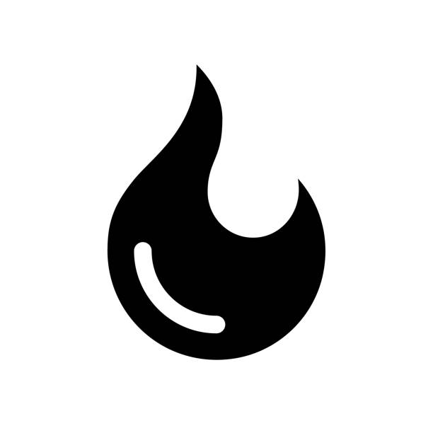 illustrations, cliparts, dessins animés et icônes de icône de l’interface utilisateur de glyphe noir flamme - computer icon black and white flame symbol