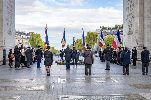 Memorial Ceremony beneath the Arc de Triomphe de l'Étoile, Paris, France