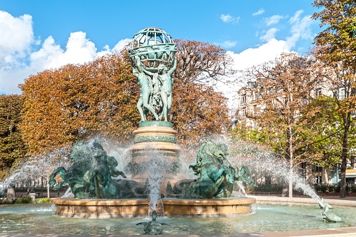 Fountain of the four parts of the world, also named the Observatory Fountain. It’s located in the south Luxembourg garden in Paris 6th district, in France.