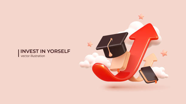 Invest In Yourself - 3D Concept to Success. Vector illustration - ilustração de arte vetorial