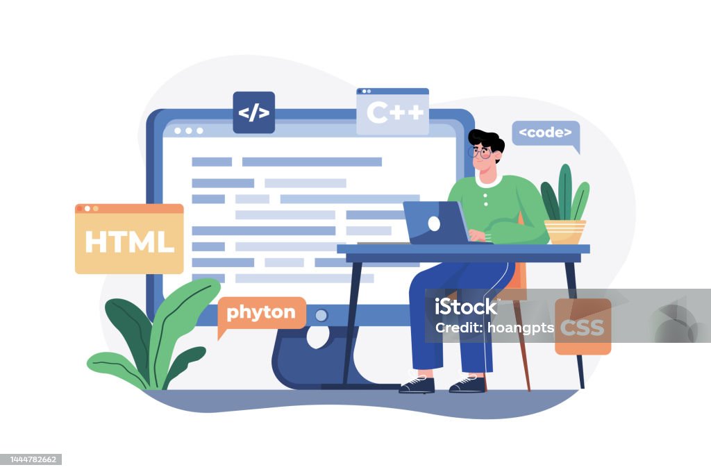Computer Programmer Archetype Computer Programmer Illustration Concept A Flat Illustration Isolated ...