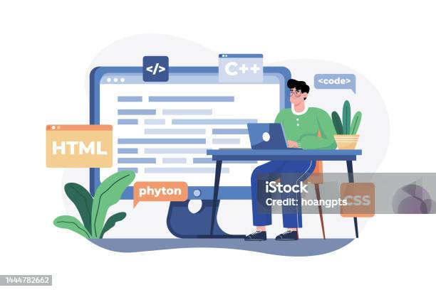 Programmer Image Sub Line Computer Programmer Illustration Concept A Flat Illustration Isolated ...