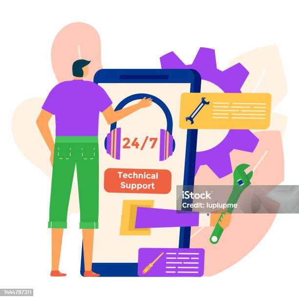 Modern Around The Clock Online Technical Support Tiny Male User ...