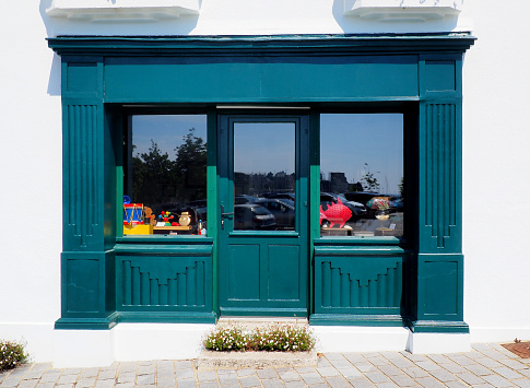 facade of an old store on the port of Concarneau, in the Finistère department in the south of beautiful Brittany