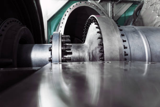 istock The rotor of a gas turbine compressor with a bolted coupling half 1444793982