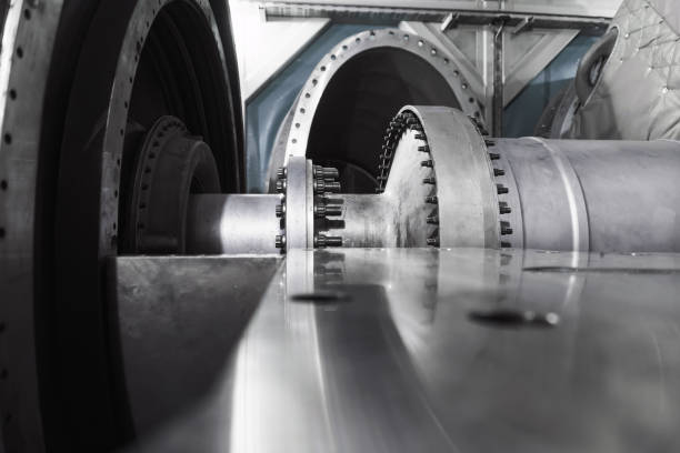 istock The rotor of a gas turbine compressor with a bolted coupling half 1444794185