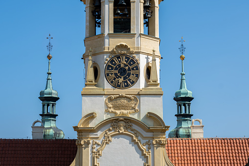 Prague, Czech Republic - 4 September 2022: Front facade of historic Loreto monastery