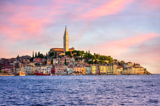 istock Rovinj Old town, Croatia, on dramatical sunset 1444798230
