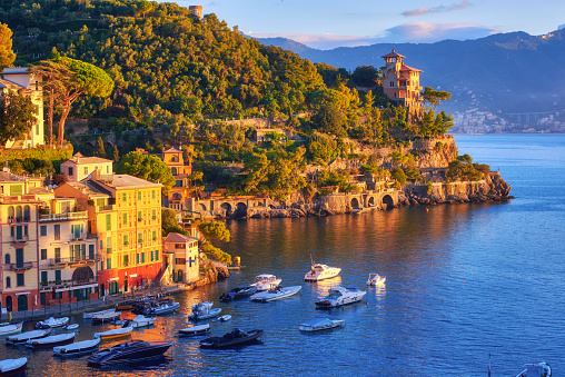 Portofino luxury resort town on Mediterranean sea coast, Ligury, Italy