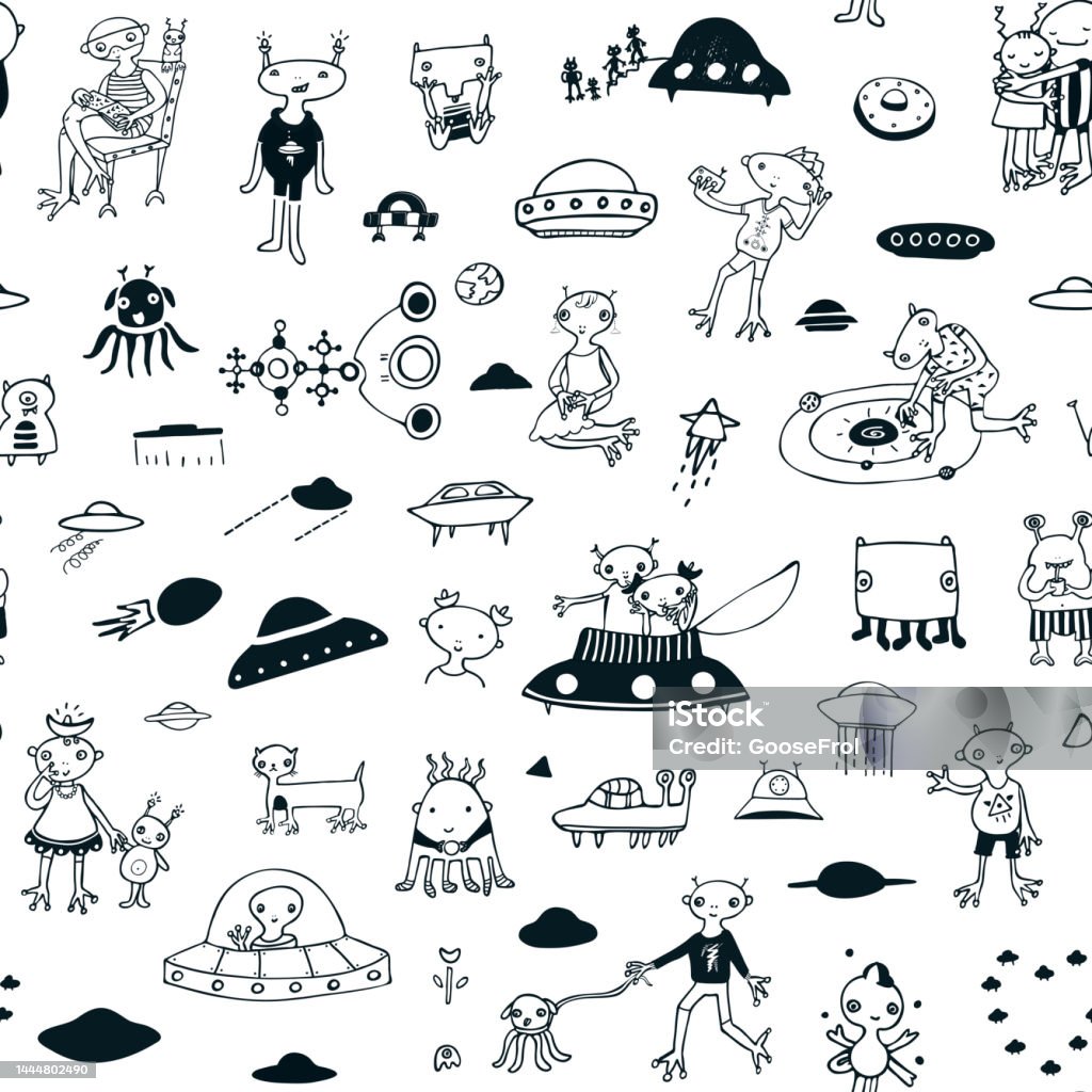 Alien Space Patterns Alien Space Vector Seamless Pattern Stock Illustration - Download Image ...