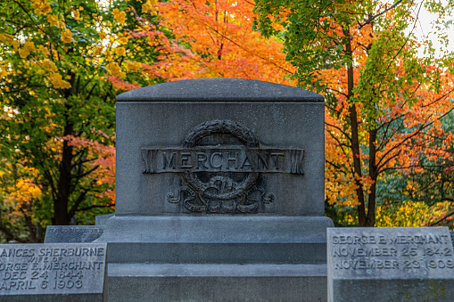 Fall nears its peak at the famous Mt. Hope Cemetery near downtown Rochester, NY.