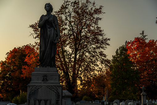 Fall nears its peak at the famous Mt. Hope Cemetery near downtown Rochester, NY.