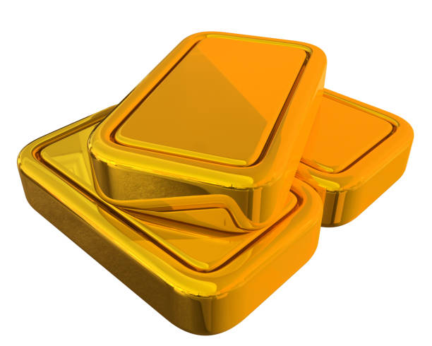lingots d’or empilés isolés empilés - coin currency stack gold photos et images de collection