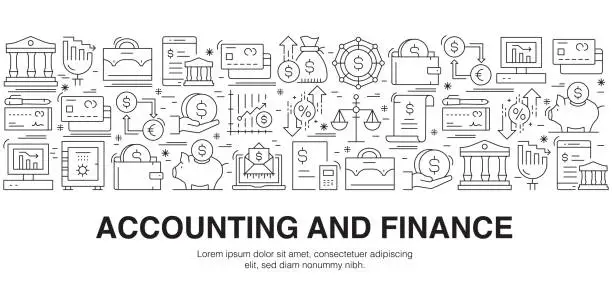 Vector illustration of Accounting And Finance , Thin Line Icons in Vector Style. Ready template for icons, infographics, mobile and web etc.