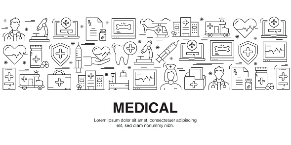 Medical , Thin Line Icons in Vector Style. Ready template for icons, infographics, mobile and web etc.