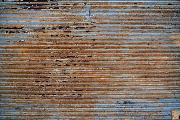 istock rusty metal ribbed sheet texture, rusty garage door. 1444827573