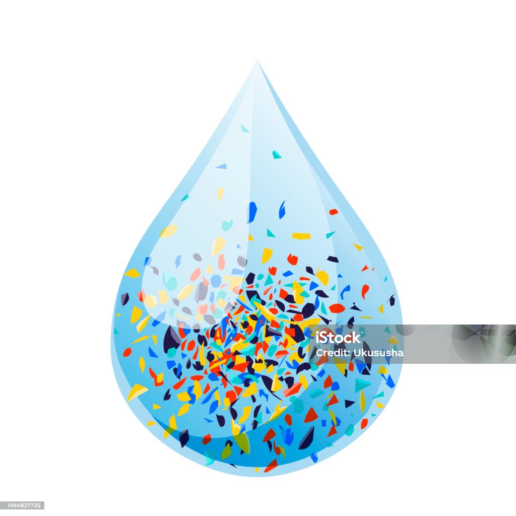 Microplastic Isolated Image Multicolored Pieces Of Microplastic In Drop Of Water Stock Illustration ...