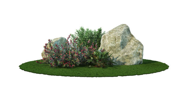 istock 3d render stone Garden decoration on a white background 1444833876