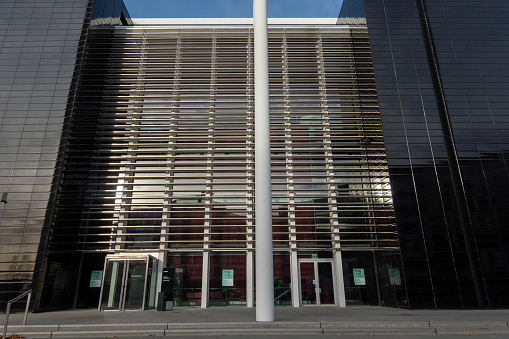 Copenhagen, Denmark Oct 29, 2022 The facade of the DR, Danish Radio, broadcasting building and concert hall.