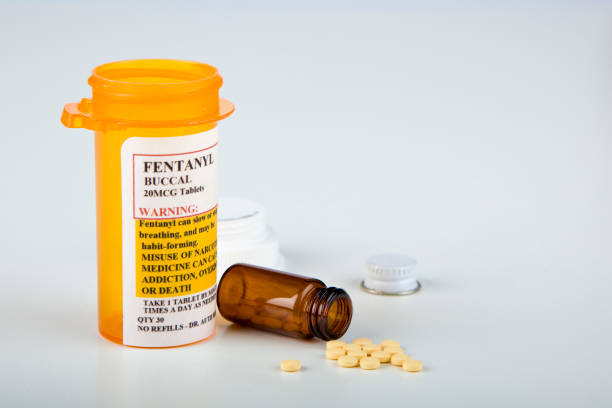 Dangerous prescription drug, Fentanyl Addictive Prescription drugs With Warning Labels. fentanyl addiction stock pictures, royalty-free photos & images