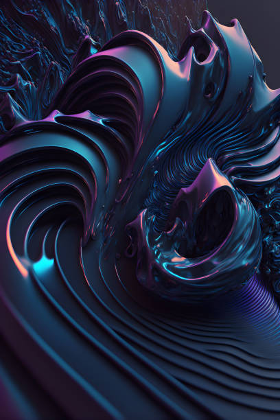 istock 3d render abstract background waves blue liquid, modern, futuristic. Artistic vertical template for design 1444843902