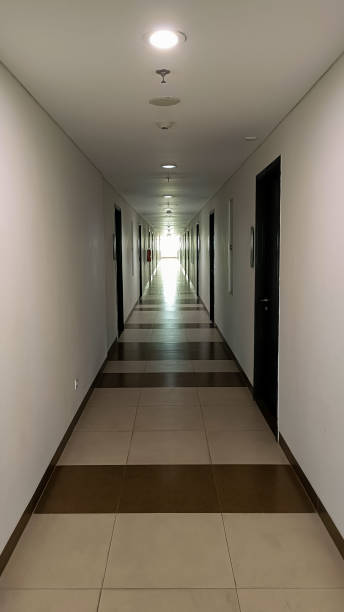 istock Long corridor of a apartment building. 1444847387