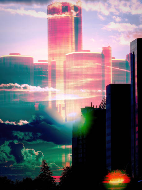 istock The Detroit Abstract Skyline at Dusk 1444856994