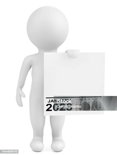 January 3d Character Holding Calendar January 2023 Year 3d Rendering Stock Photo ...
